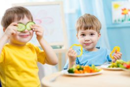 Happy Kids Eating Healthy Food
